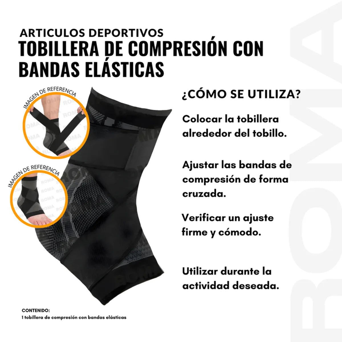 TOBILLERA DE COMPRESIÓN CON BANDAS ELÁSTICAS