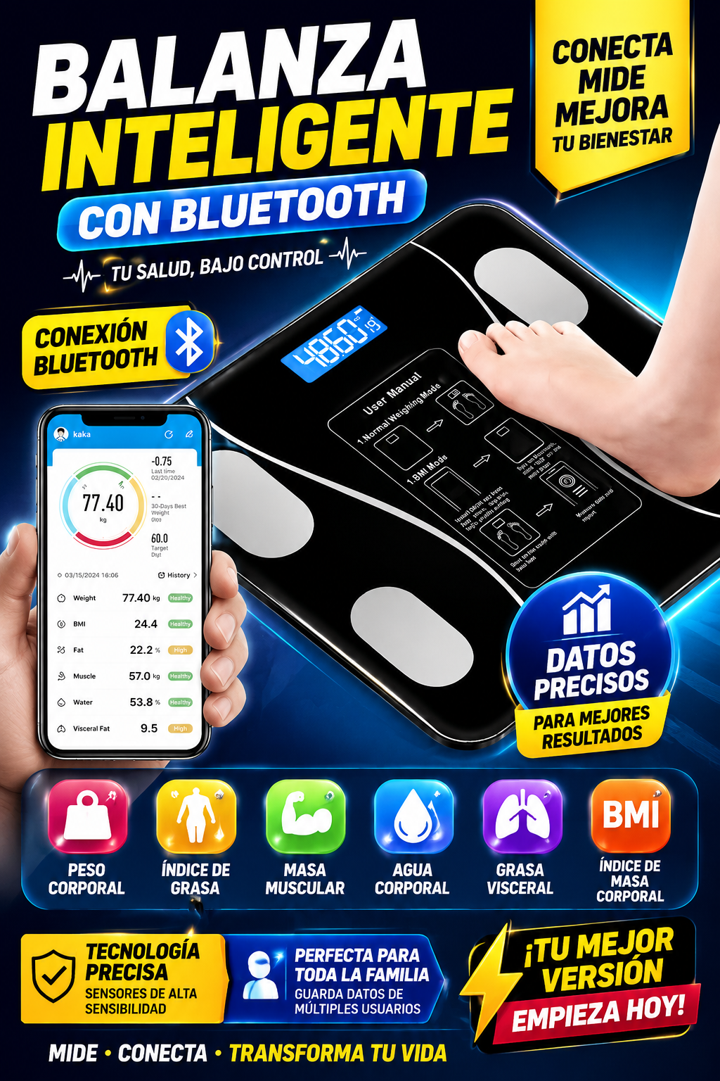 BALANZA INTELIGENTE CON BLUETOOTH