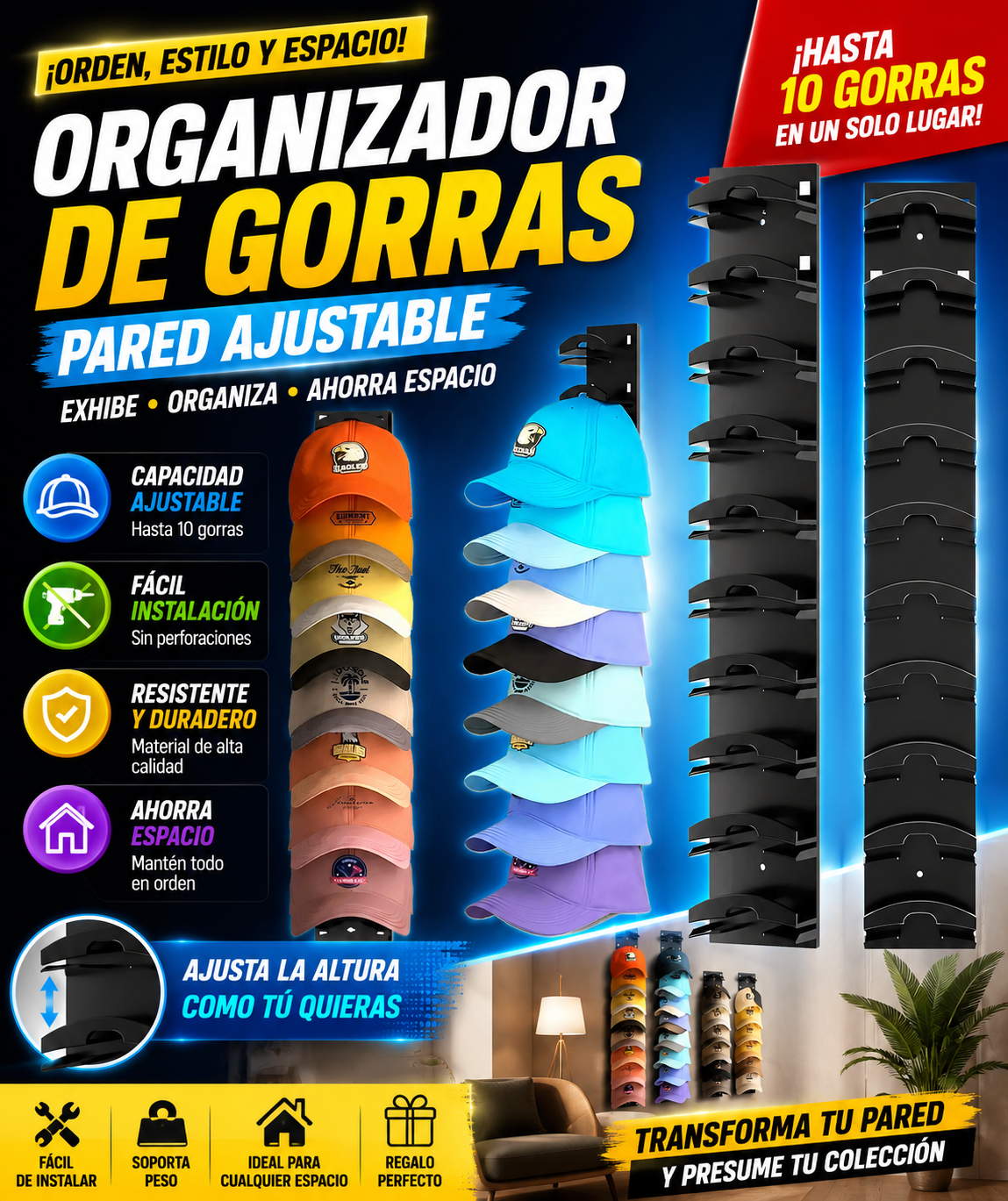 ORGANIZADOR DE GORRAS